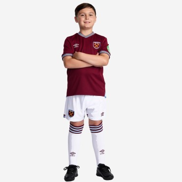 West Ham Home Kit Kids 2025/26 Premier